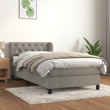 vidaXL Giroletto a Molle con Materasso Grigio Chiaro 80x200 cm Velluto