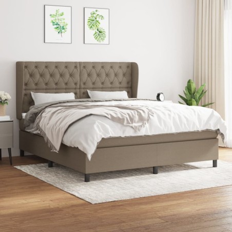 vidaXL Giroletto a Molle con Materasso Tortora 160x200 cm in Tessuto