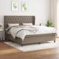vidaXL Giroletto a Molle con Materasso Tortora 160x200 cm in Tessuto