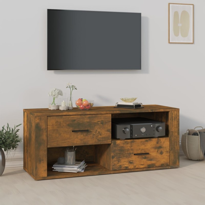 Mobile TV Rovere Fumo 100x35x40 cm in Legno Multistrato Mobile TV Rovere Fumo 100x35x40 cm in Legno Multistrato