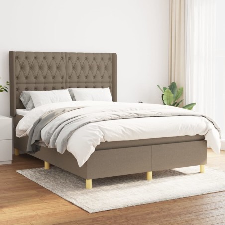 vidaXL Giroletto a Molle con Materasso Tortora 140x190 cm in Tessuto