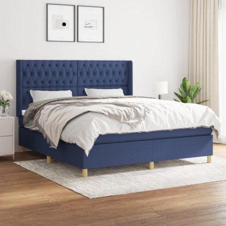 vidaXL Giroletto a Molle con Materasso Blu 180x200 cm in Tessuto