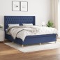 vidaXL Giroletto a Molle con Materasso Blu 180x200 cm in Tessuto