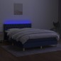 vidaXL Letto a Molle con Materasso e LED Blu 140x190 cm in Tessuto