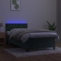 vidaXL Letto a Molle con Materasso e LED Verde Scuro 100x200cm Velluto vidaXL Letto a Molle con Materasso e LED Verde Scuro 100x200cm Velluto
