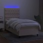 vidaXL Letto a Molle con Materasso e LED Crema 90x200 cm in Tessuto vidaXL Letto a Molle con Materasso e LED Crema 90x200 cm in Tessuto