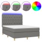vidaXL Letto a Molle Materasso e LED Grigio Scuro 140x190cm in Tessuto vidaXL Letto a Molle Materasso e LED Grigio Scuro 140x190cm in Tessuto