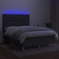 vidaXL Letto a Molle Materasso e LED Grigio Scuro 140x190cm in Tessuto vidaXL Letto a Molle Materasso e LED Grigio Scuro 140x190cm in Tessuto