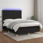 vidaXL Letto a Molle con Materasso e LED Nero 140x200 cm in Tessuto vidaXL Letto a Molle con Materasso e LED Nero 140x200 cm in Tessuto