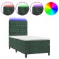 vidaXL Letto a Molle con Materasso e LED Verde Scuro 90x190 cm Velluto vidaXL Letto a Molle con Materasso e LED Verde Scuro 90x190 cm Velluto