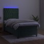 vidaXL Letto a Molle con Materasso e LED Verde Scuro 90x200cm Velluto vidaXL Letto a Molle con Materasso e LED Verde Scuro 90x200cm Velluto