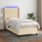 vidaXL Letto a Molle con Materasso e LED Crema 90x200 cm in Tessuto vidaXL Letto a Molle con Materasso e LED Crema 90x200 cm in Tessuto