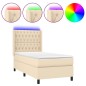 vidaXL Letto a Molle con Materasso e LED Crema 90x200 cm in Tessuto vidaXL Letto a Molle con Materasso e LED Crema 90x200 cm in Tessuto