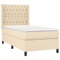 vidaXL Letto a Molle con Materasso e LED Crema 90x200 cm in Tessuto vidaXL Letto a Molle con Materasso e LED Crema 90x200 cm in Tessuto