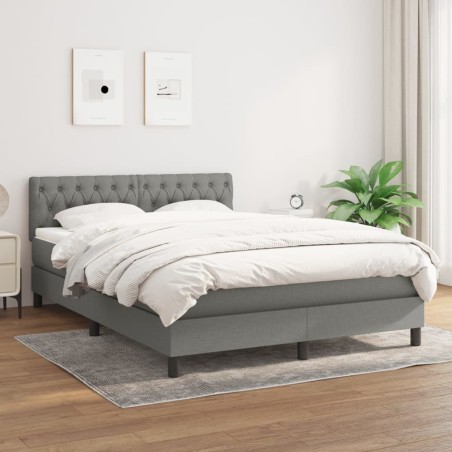 vidaXL Giroletto a Molle con Materasso Grigio Scuro 140x190 cm Tessuto