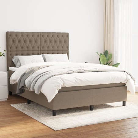 vidaXL Giroletto a Molle con Materasso Tortora 140x200 cm in Tessuto