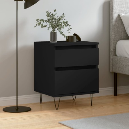 vidaXL Comodino Nero 40x35x50 cm in Legno Multistrato