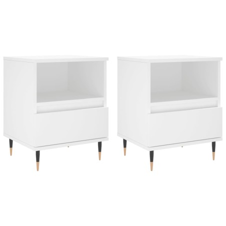 vidaXL Comodini 2pz Bianchi 40x35x50 cm in Legno Multistrato