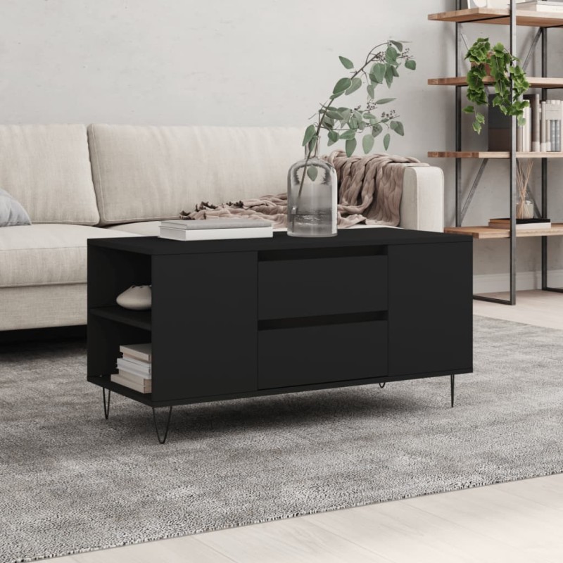 vidaXL Tavolino da Salotto Nero 102x44,5x50 cm in Legno Multistrato vidaXL Tavolino da Salotto Nero 102x44,5x50 cm in Legno Multistrato
