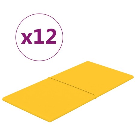 vidaXL Pannelli Murali 12 pz Gialli 60x30 cm in Velluto 2,16 m²