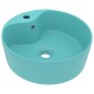 vidaXL Lavandino con Troppopieno Verde Chiaro Opaco 36x13 cm Ceramica