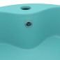vidaXL Lavandino con Troppopieno Verde Chiaro Opaco 36x13 cm Ceramica