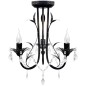 Lampadario Art Nouveau Nero Metallo Perline Cristallo e Lampadine E14 Lampadario Art Nouveau Nero Metallo Perline Cristallo e Lampadine E14
