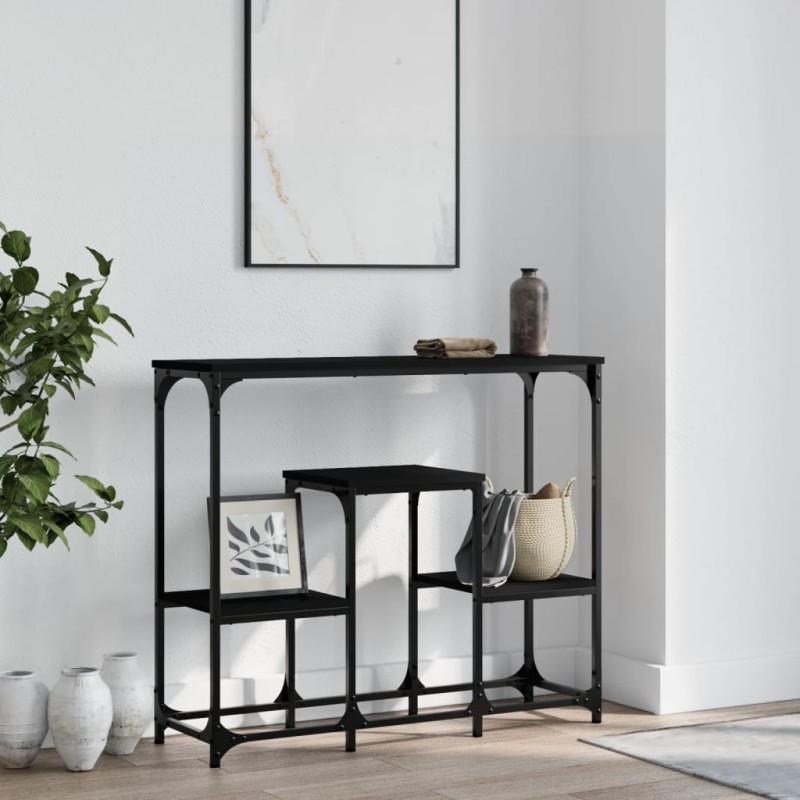 vidaXL Tavolino Consolle Nero 89,5x28x76 cm in Legno Multistrato vidaXL Tavolino Consolle Nero 89,5x28x76 cm in Legno Multistrato