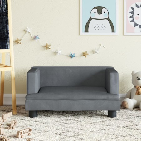 vidaXL Divano per Bambini Grigio Scuro 60x40x30 cm in Velluto