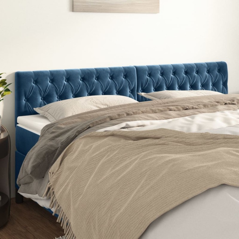 Testiera 2 pz Blu Scuro 90x7x78/88 cm in Velluto Testiera 2 pz Blu Scuro 90x7x78/88 cm in Velluto