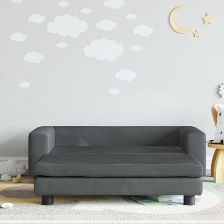 vidaXL Divano Bambini Poggiapiedi Grigio Scuro 100x50x30 cm Velluto