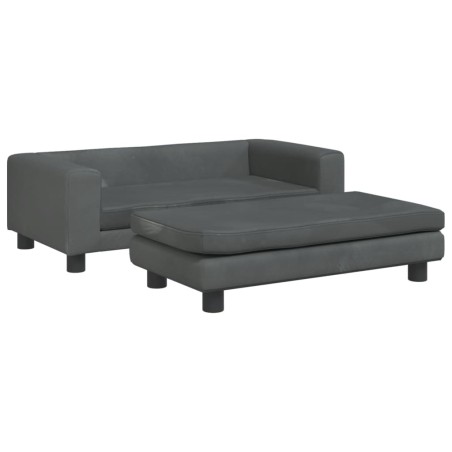 vidaXL Divano Bambini Poggiapiedi Grigio Scuro 100x50x30 cm Velluto