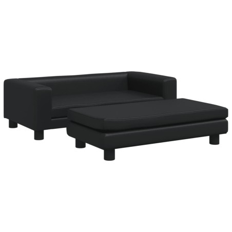 vidaXL Divano per Bambini con Poggiapiedi Nero 100x50x30 cm Similpelle
