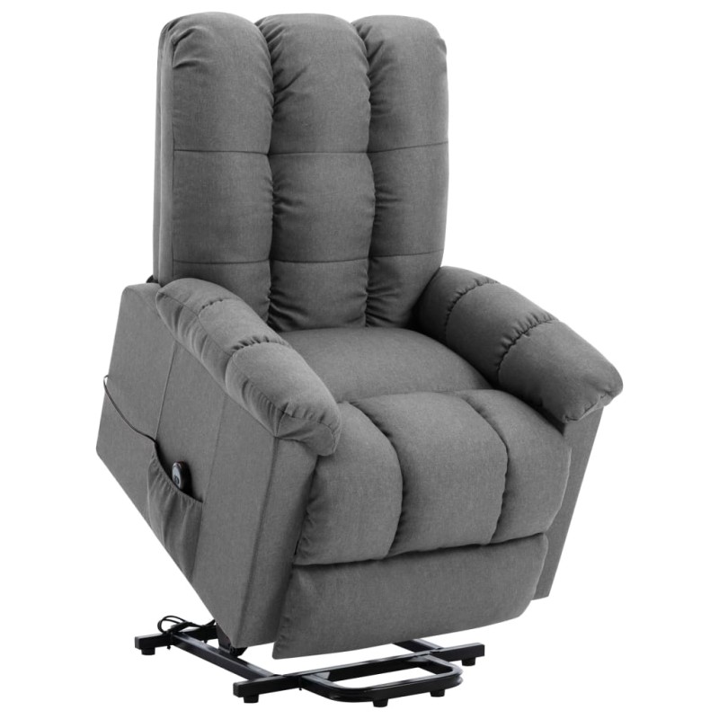 vidaXL Poltrona Alzapersona Grigio Chiaro Tessuto