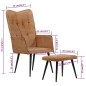 vidaXL Poltrona Wingback con Poggiapiedi Marrone in Tela vidaXL Poltrona Wingback con Poggiapiedi Marrone in Tela