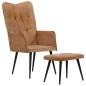 vidaXL Poltrona Wingback con Poggiapiedi Marrone in Tela vidaXL Poltrona Wingback con Poggiapiedi Marrone in Tela