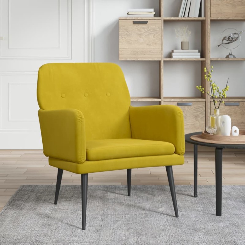 vidaXL Poltrona Gialla 62x79x79 cm Velluto vidaXL Poltrona Gialla 62x79x79 cm Velluto
