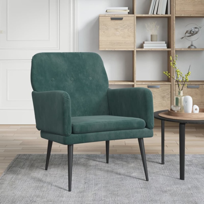 vidaXL Poltrona Verde Scuro 62x79x79 cm Velluto vidaXL Poltrona Verde Scuro 62x79x79 cm Velluto