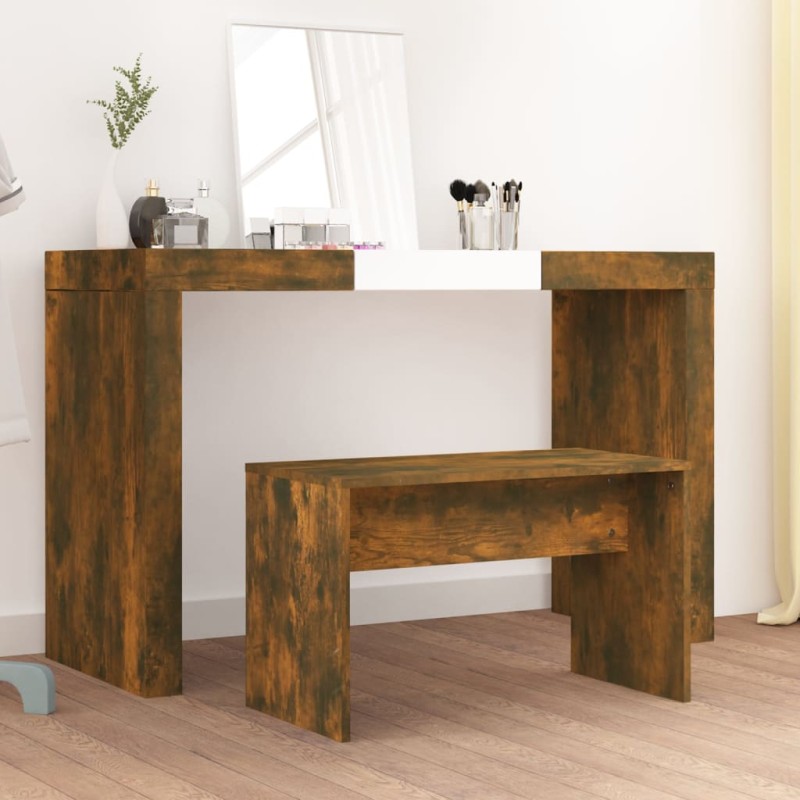 vidaXL Sgabello da Toeletta Rovere Fumo 70x35x45 cm Legno Multistrato vidaXL Sgabello da Toeletta Rovere Fumo 70x35x45 cm Legno Multistrato