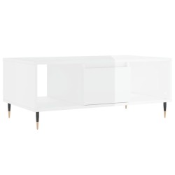 vidaXL Tavolino Salotto Bianco Lucido 90x50x36,5 cm Legno Multistrato