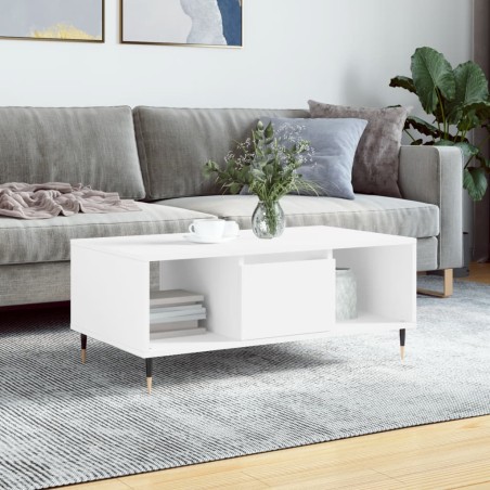 vidaXL Tavolino da Salotto Bianco 90x50x36,5 cm in Legno Multistrato