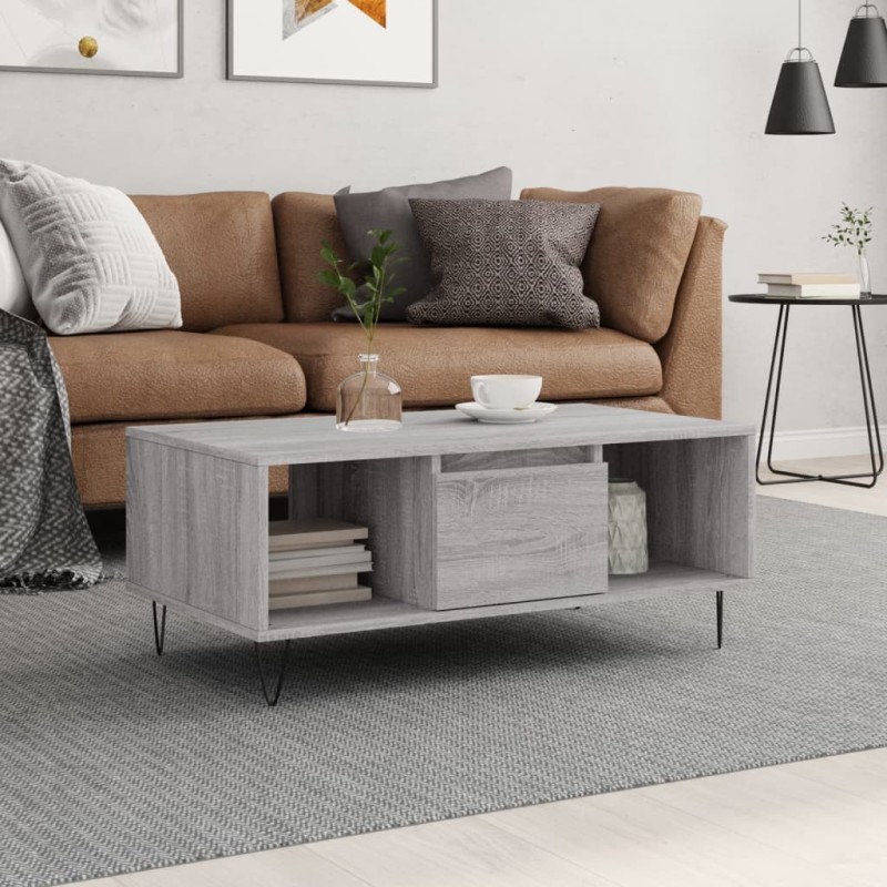 vidaXL Tavolino Salotto Grigio Sonoma 90x50x36,5 cm Legno Multistrato