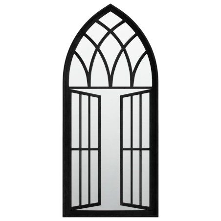 vidaXL Specchio da Giardino Nero 100x45 cm in Ferro per Uso Esterno