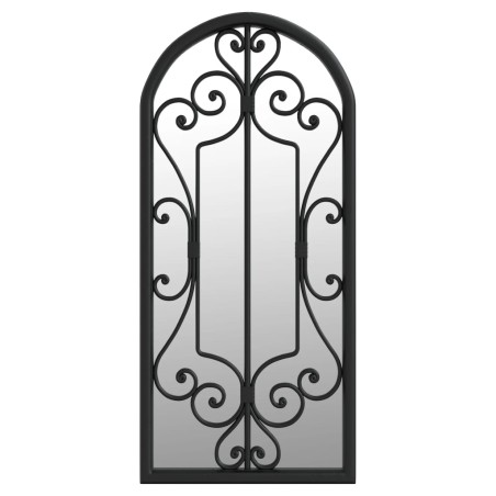 vidaXL Specchio da Giardino Nero 100x45 cm in Ferro per Uso Esterno