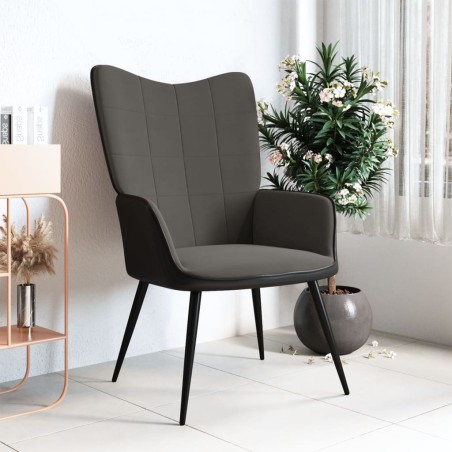 vidaXL Poltrona Relax Grigio Scuro in Velluto e PVC