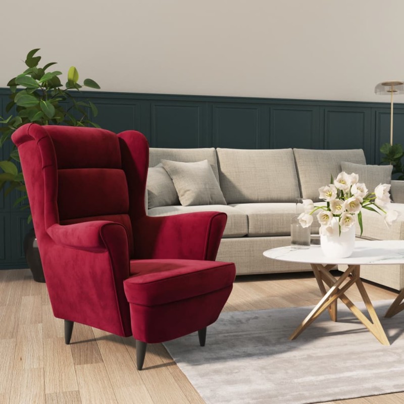 vidaXL Poltrona Rosso Vino in Velluto