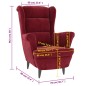 vidaXL Poltrona Rosso Vino in Velluto