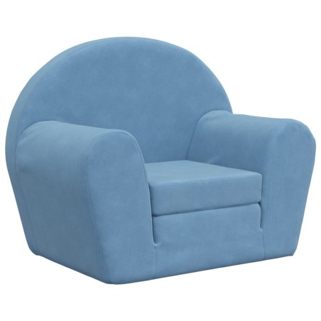 vidaXL Divano per Bambini Blu in Morbido Peluche