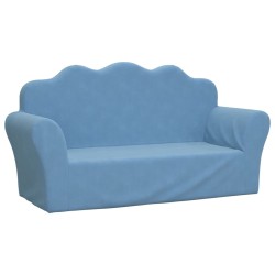 vidaXL Divano per Bambini a 2 Posti Blu in Morbido Peluche