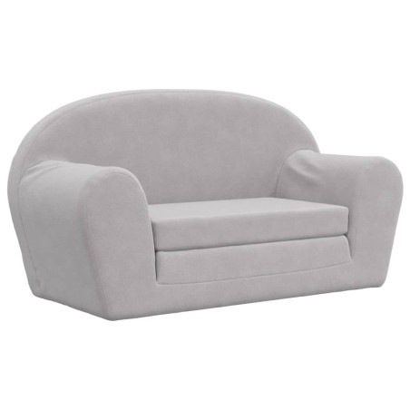 vidaXL Divano Letto per Bambini a 2 Posti Grigio Chiaro in Peluche